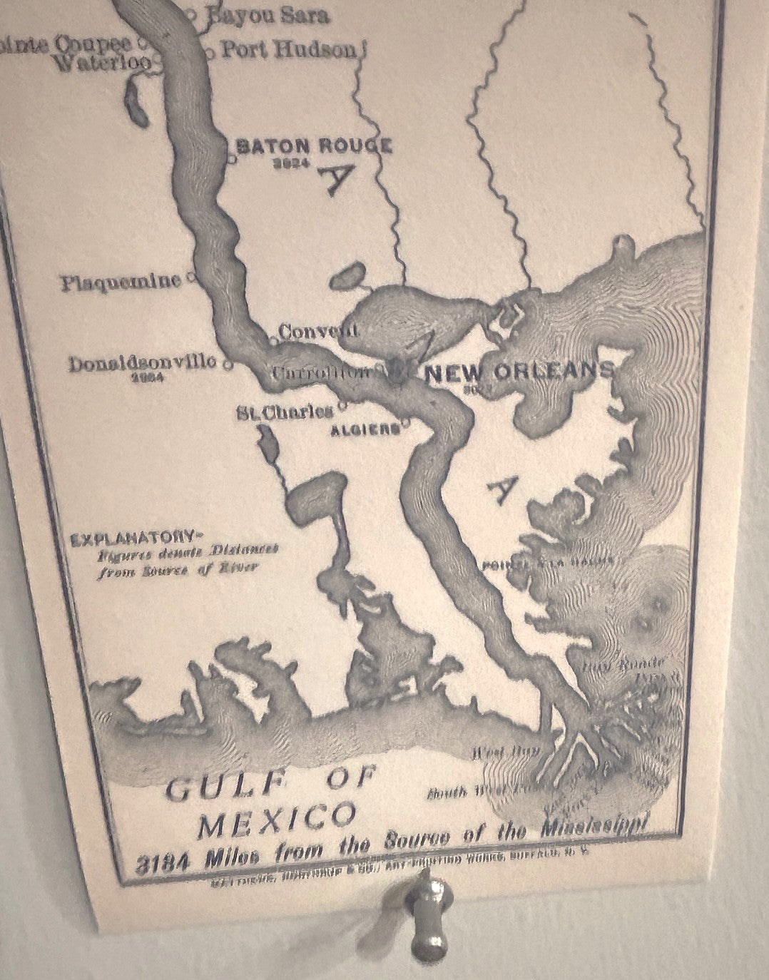 Unique Map of the Mississippi River - Reproduction