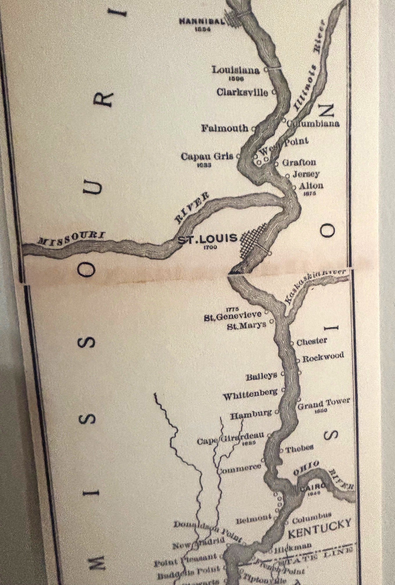 Unique Map of the Mississippi River - Reproduction