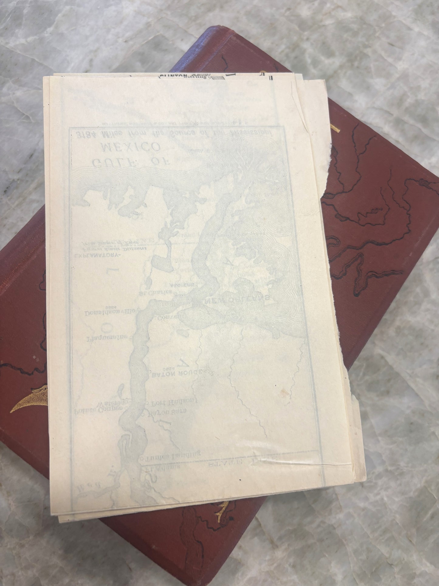 Unique Map of the Mississippi River - Reproduction