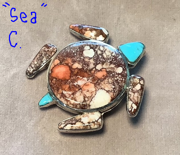 Silver Pearl Ranch - Sea Turtle pendants/ pins