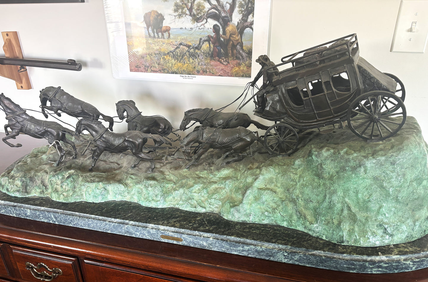 C.M."Charlie" Russell bronze (reproduction)- "Stagecoach"