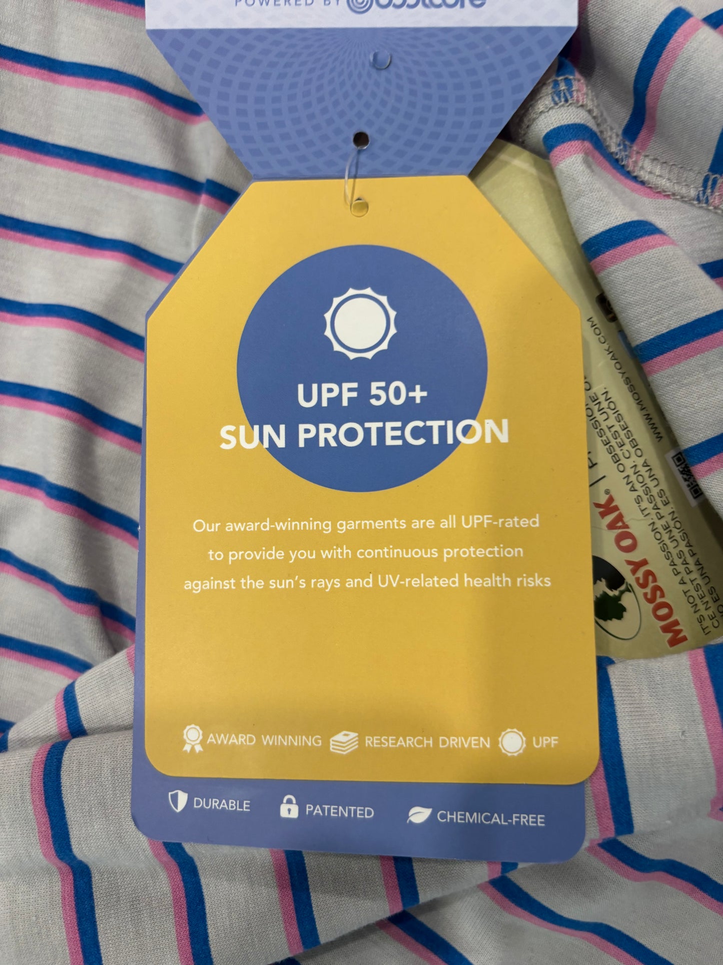 FREE - Ladies Medium striped fishing, working, casual, poly blend sun shirts