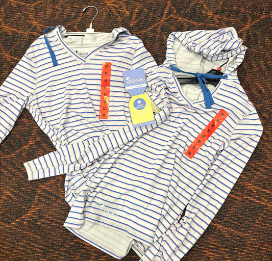 FREE - Ladies Medium striped fishing, working, casual, poly blend sun shirts