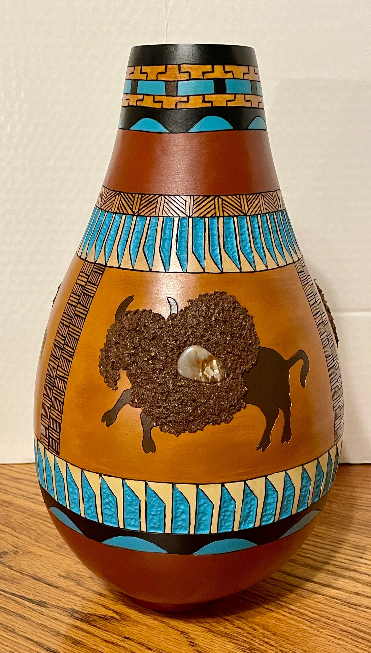 Hand painted, hand crafted gourd art by Andi Wardlaw