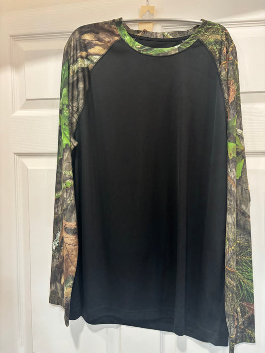 Poly Base Layer Shirt - Camo Sleeves and neck; black body