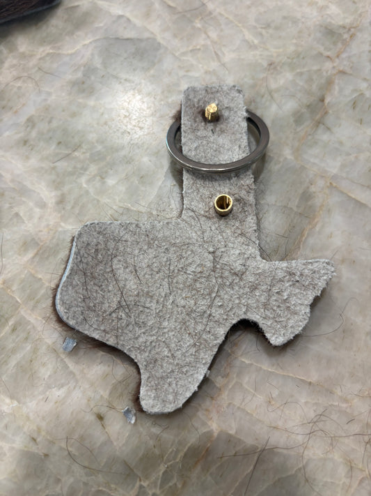 Bison Hide Texas shaped Keychain fobs
