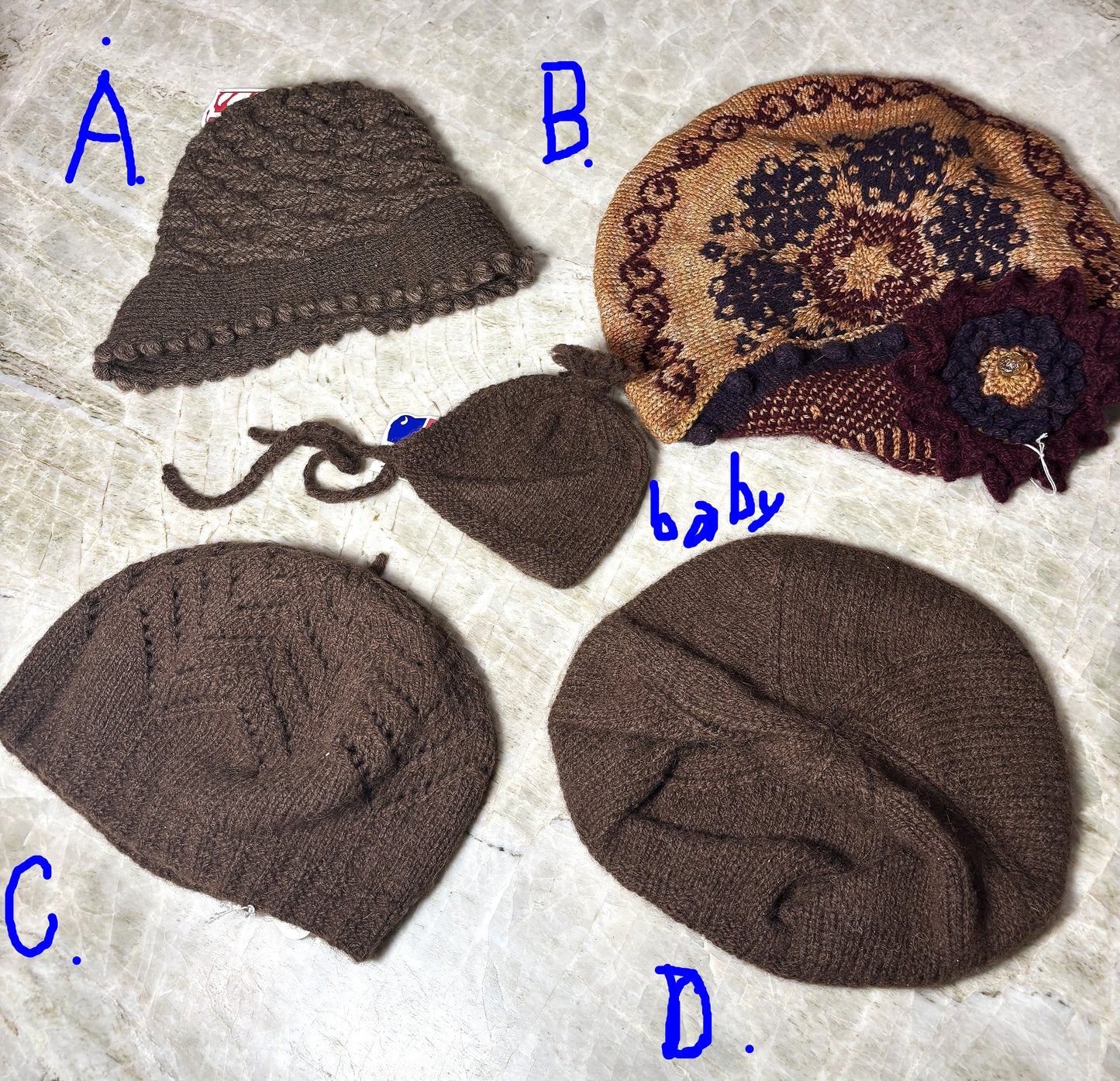 Hand Knit Hats - Ladies and infants