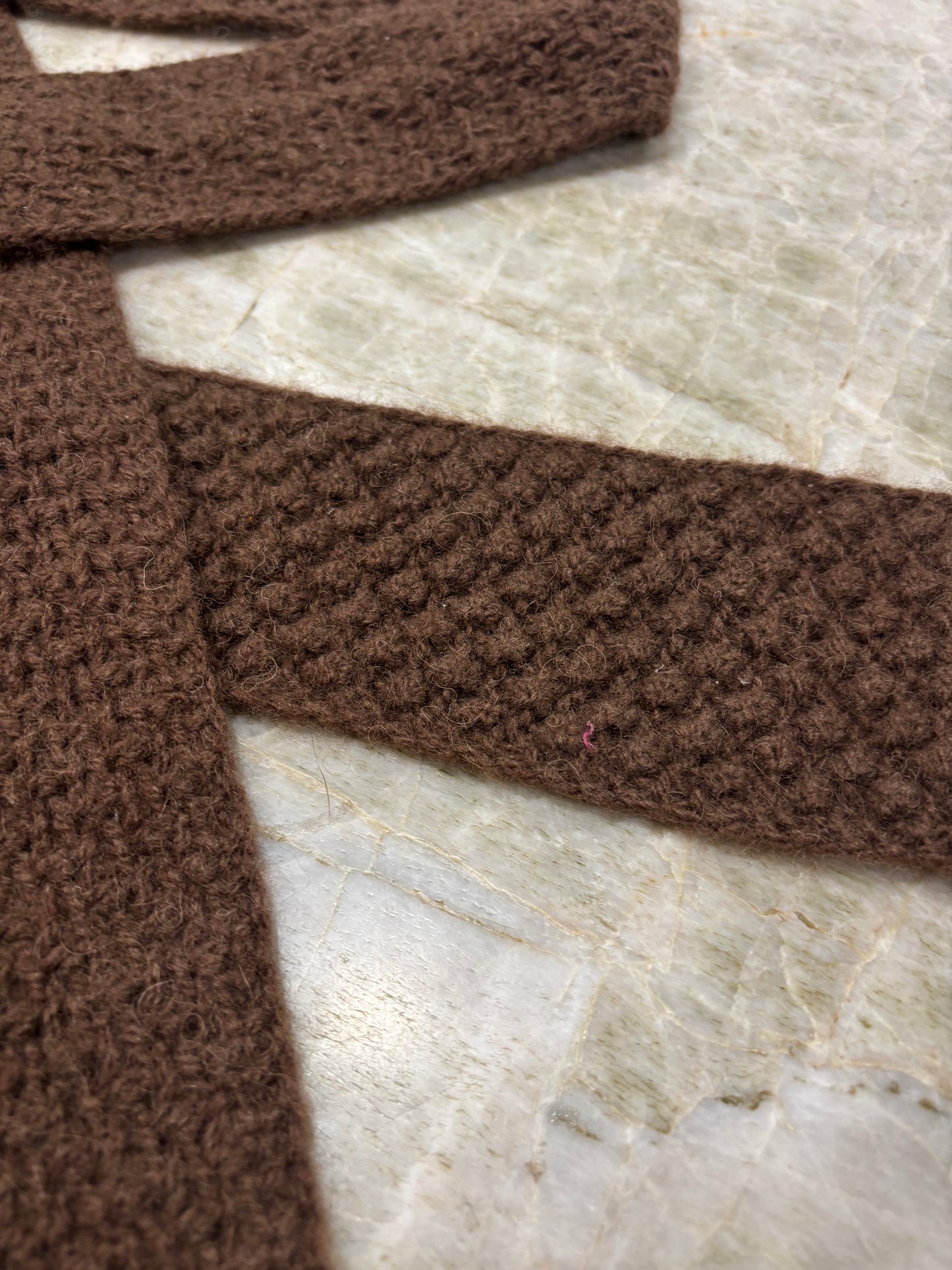 Hand Knit - "Buffalo Brambles long/narrow bison down scarf