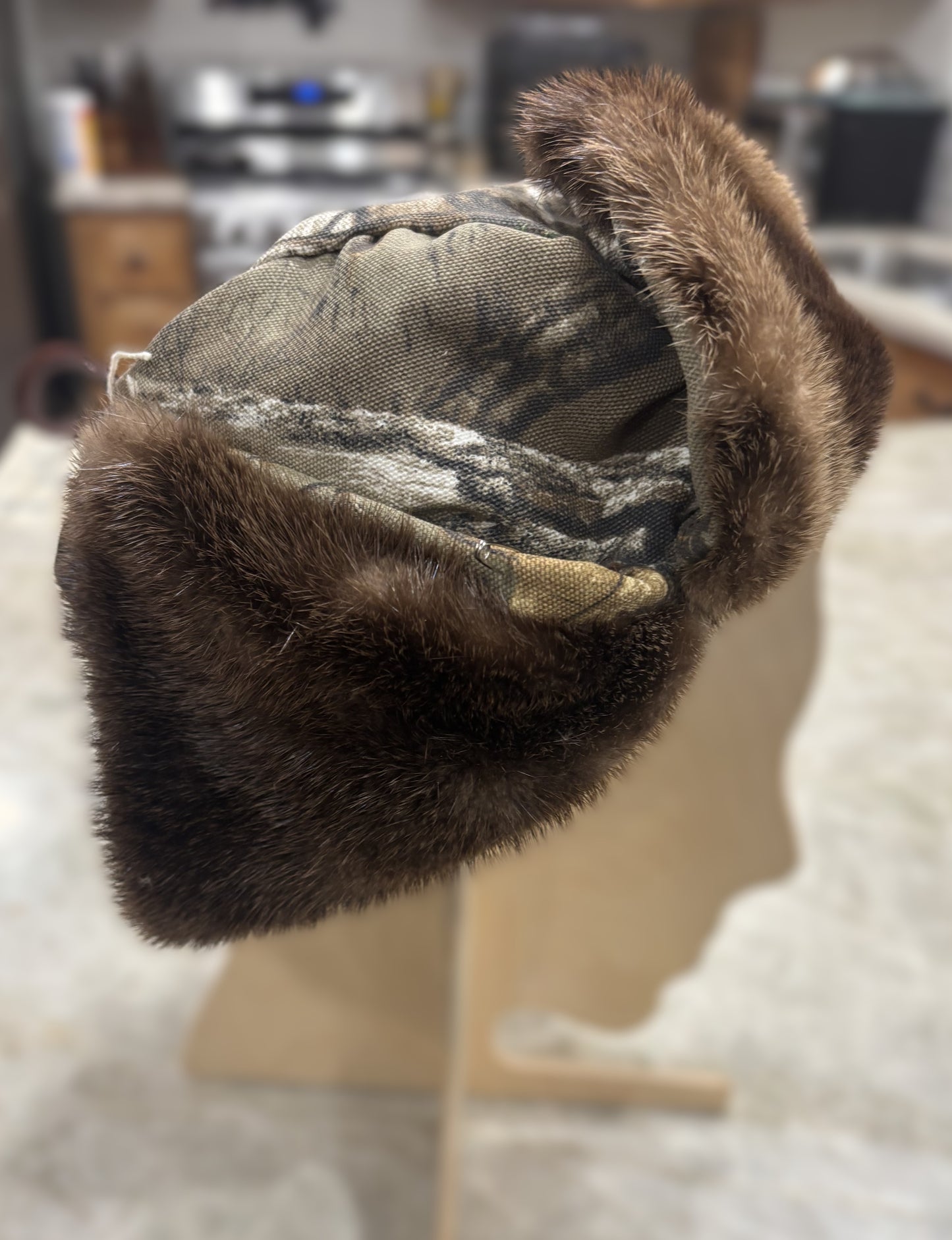 Beaver or River Otter Lined Camo shell Trapper hats