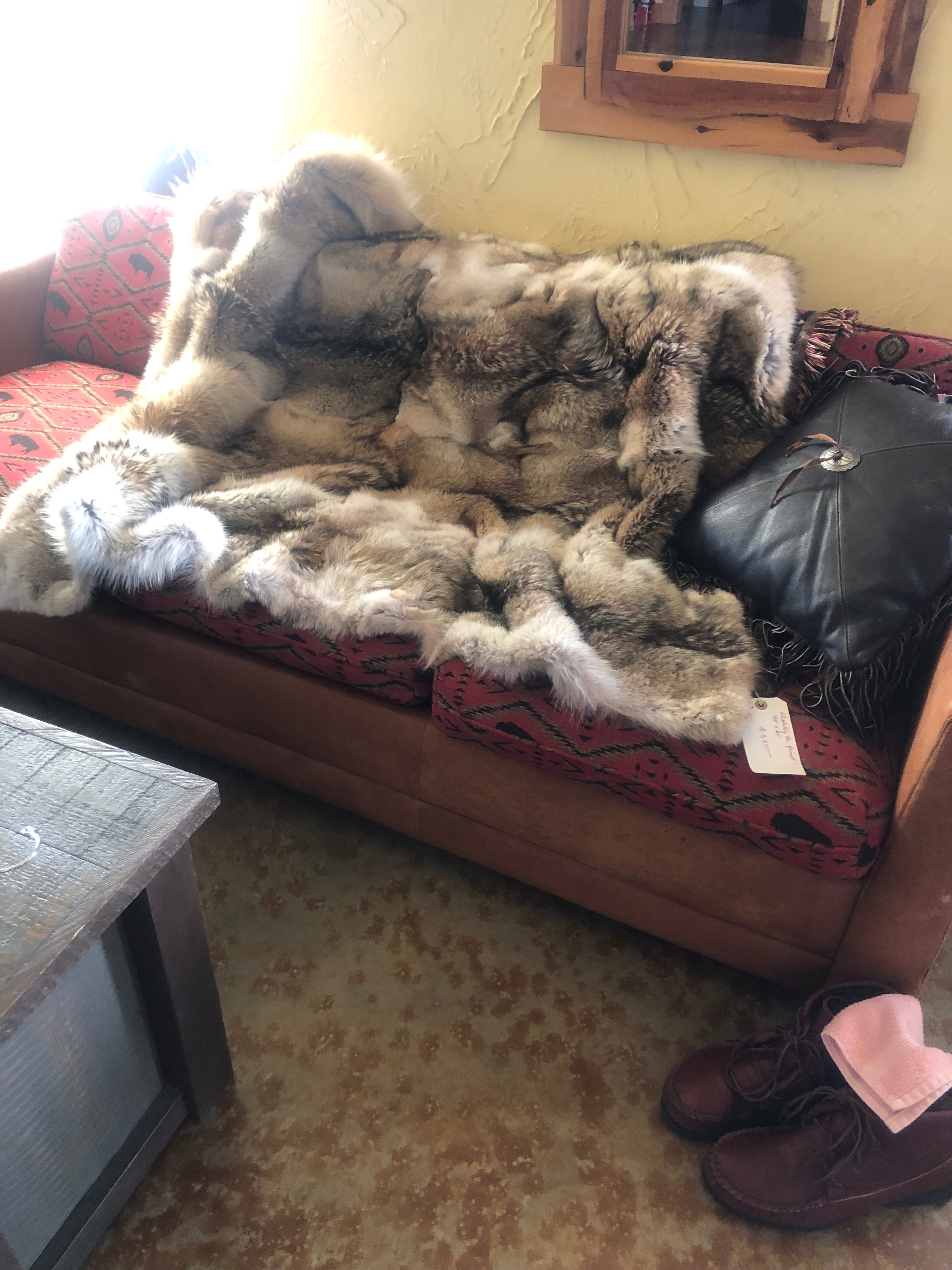 Sue Vinson hand made coyote throw/blanket