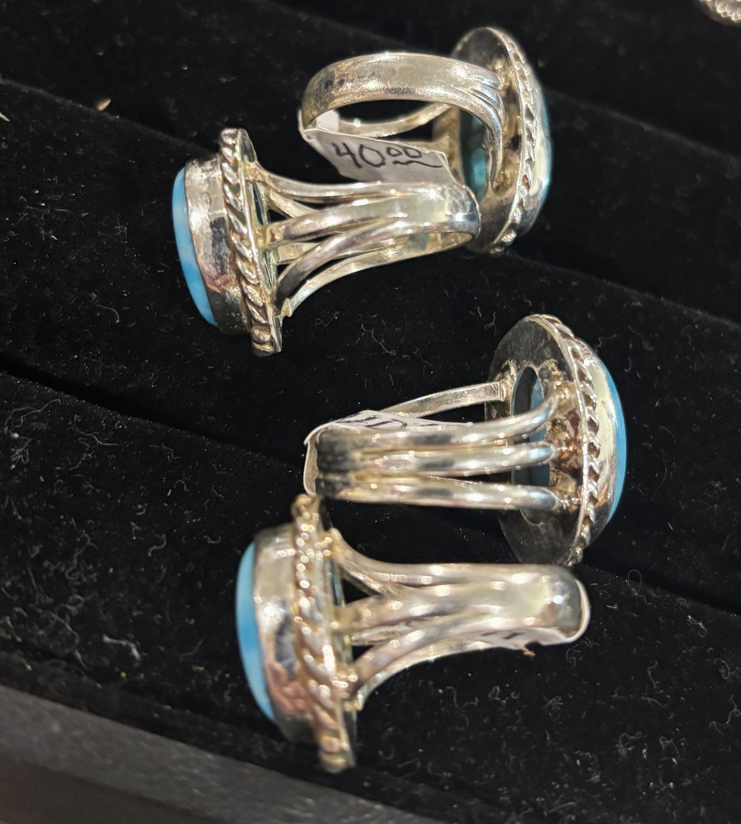 Larimar or Copper Veined Turquoise and .925 Sterling Silver rings