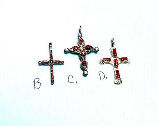 Just a few older Sterling Silver, Coral and/or Turquoise Cross Pendant - Vintage pieces