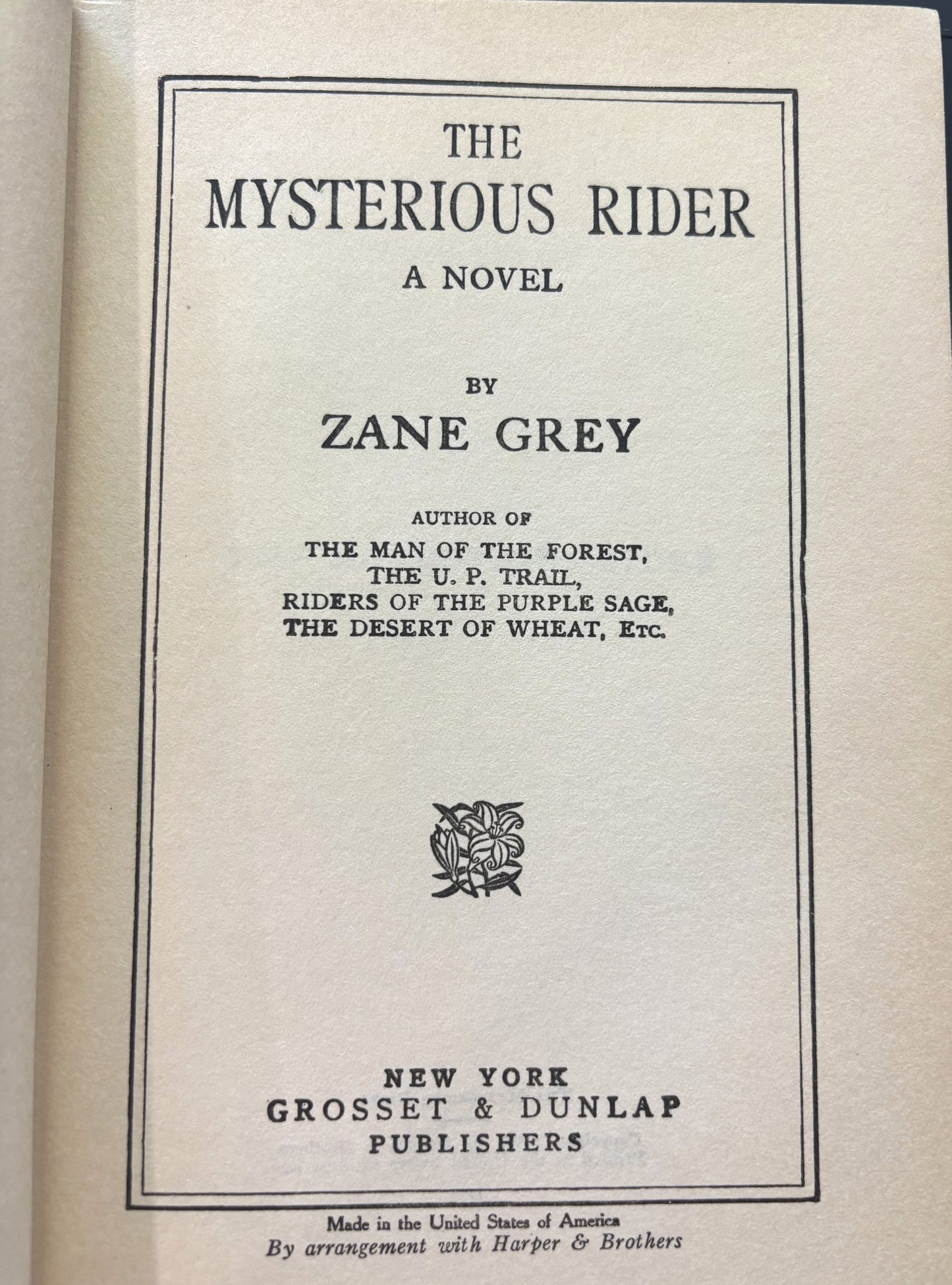 Books - The Mysterious Rider - Zane Grey - 1921 First Edition