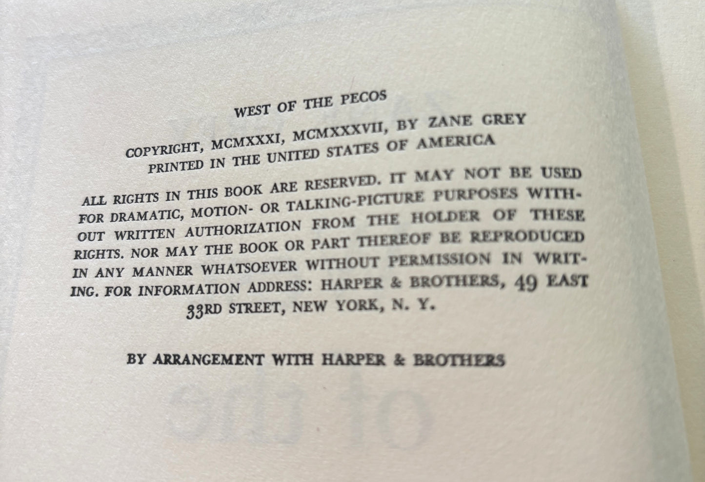 Books-West Of The Pecos - Zane Grey