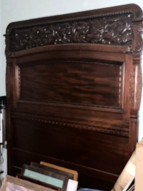 Antique - Early American Walnut Carved Bed