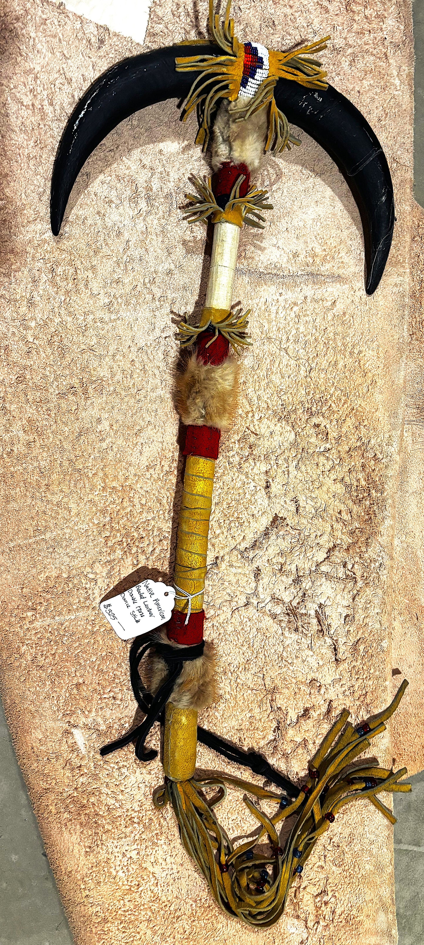 Double Bison Horn Cap - Contemporary Native Dance Wand
