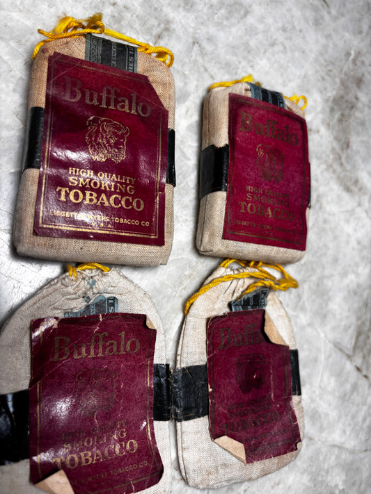 "Buffalo" tobacco muslin sacks (or pokes)