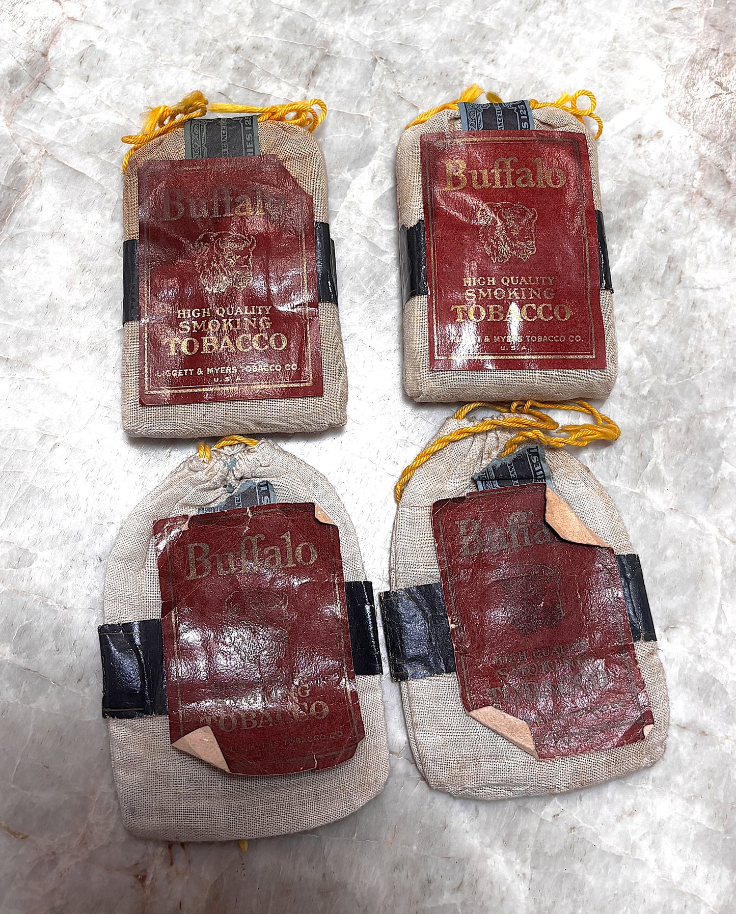 "Buffalo" tobacco muslin sacks (or pokes)
