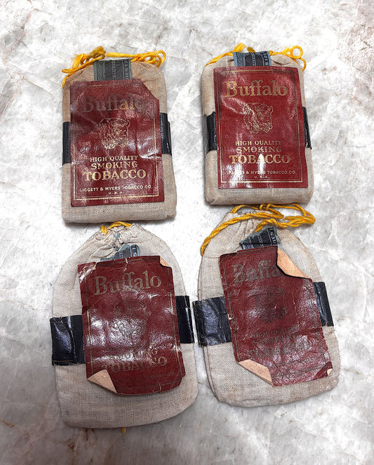 "Buffalo" tobacco muslin sacks (or pokes)