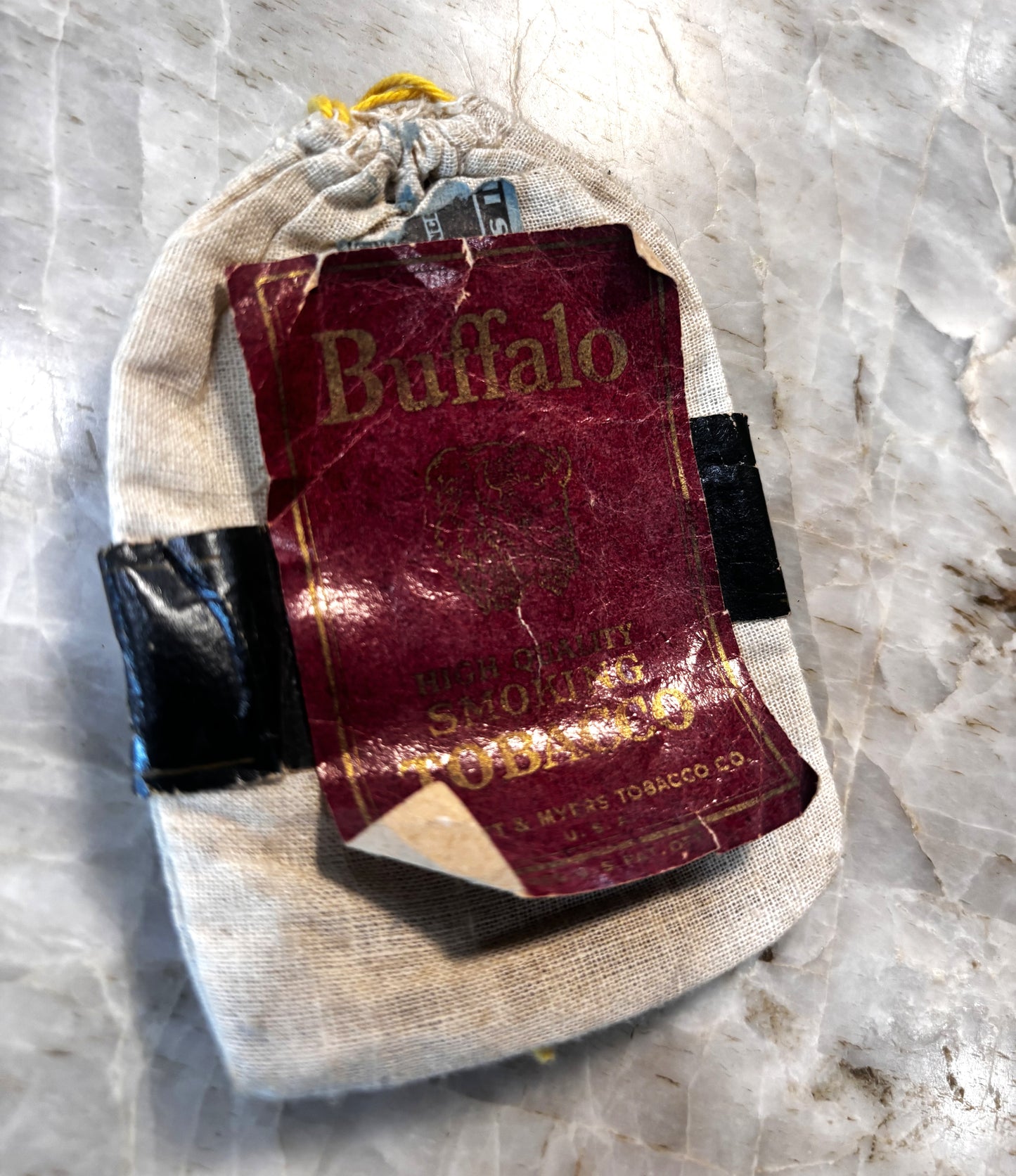 "Buffalo" tobacco muslin sacks (or pokes)