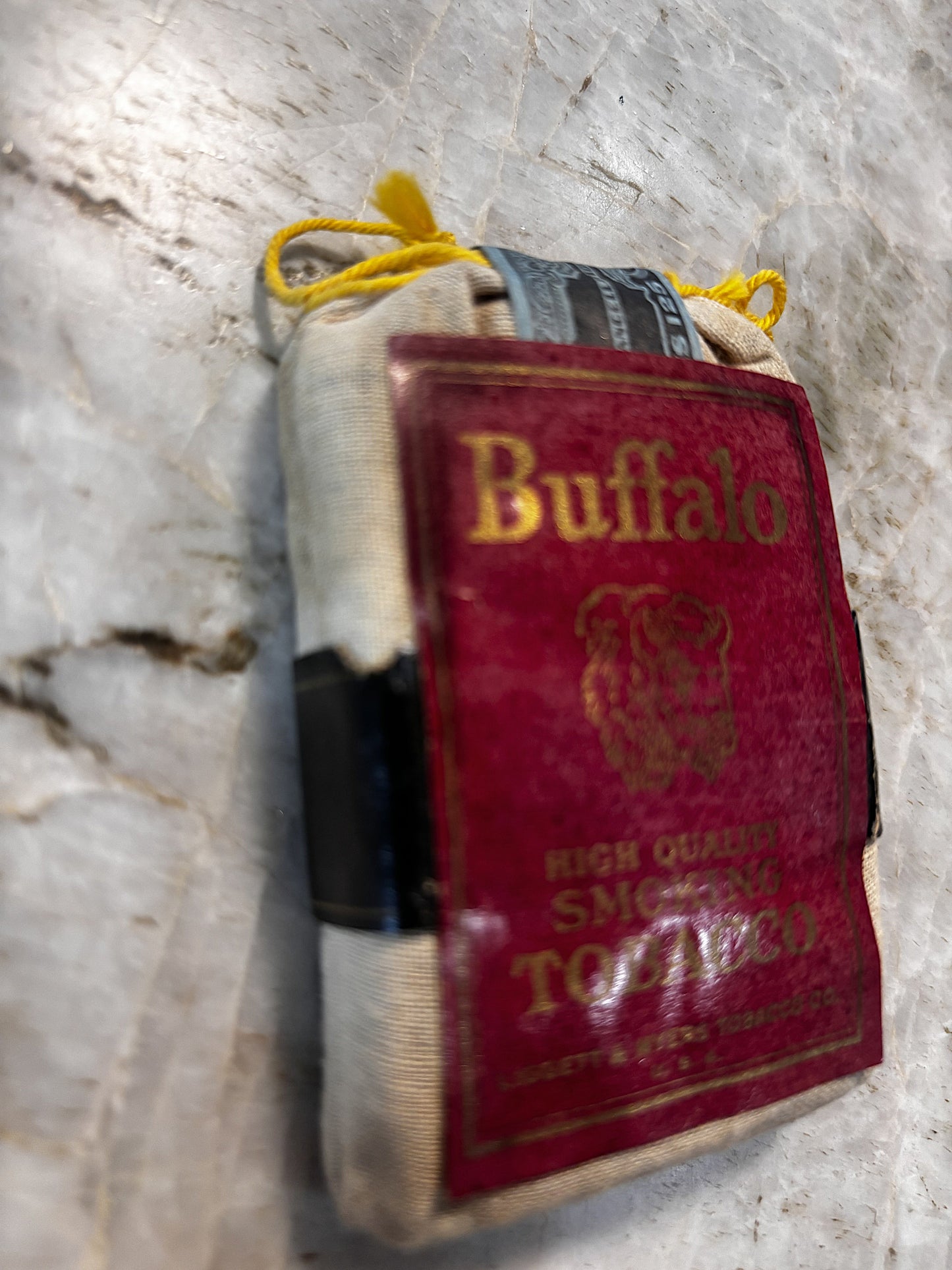 "Buffalo" tobacco muslin sacks (or pokes)