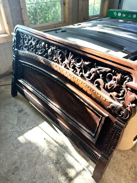 Antique - Early American Walnut Carved Bed