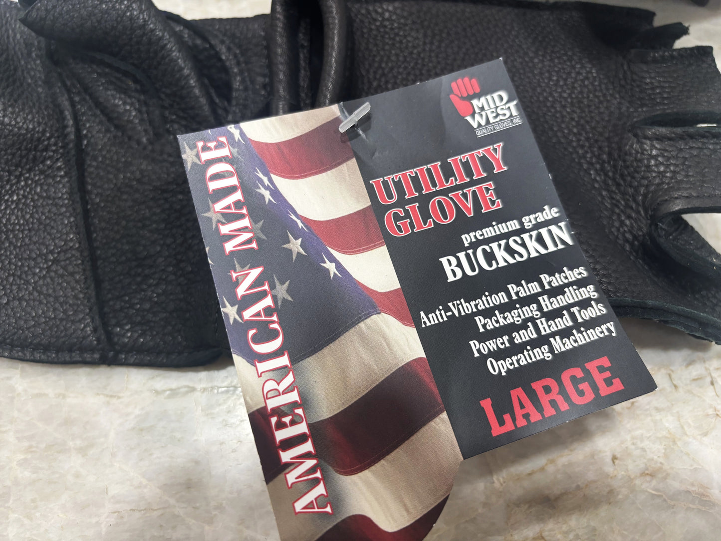 MIDWEST GLOVE - fingerless buckskin "anti-vibration glove