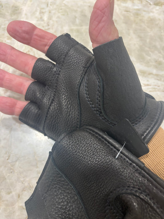 MIDWEST GLOVE - fingerless buckskin "anti-vibration glove
