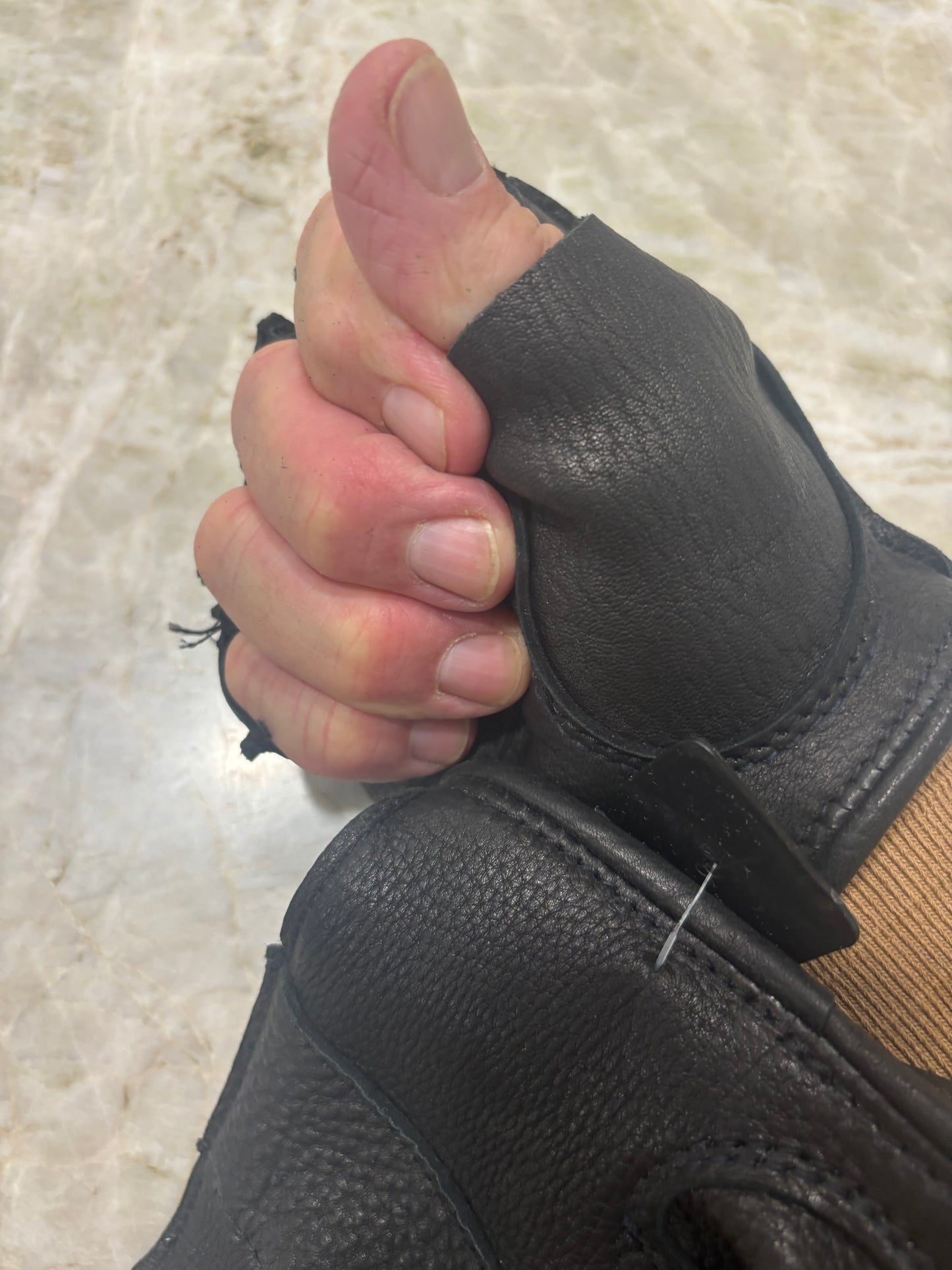 MIDWEST GLOVE - fingerless buckskin "anti-vibration glove