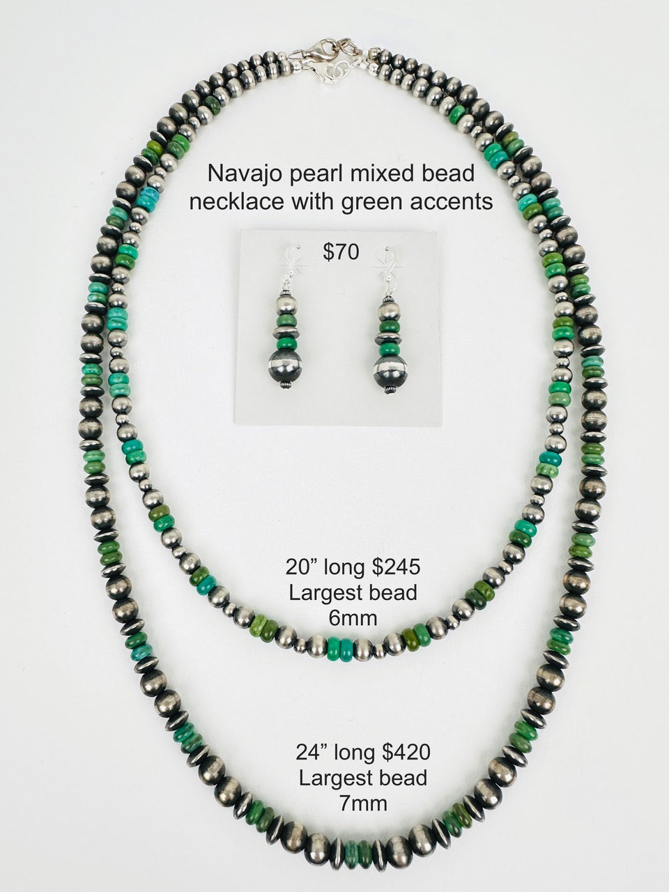 Fresh Greens - mixed Navajo Pearls and Turquoise beading