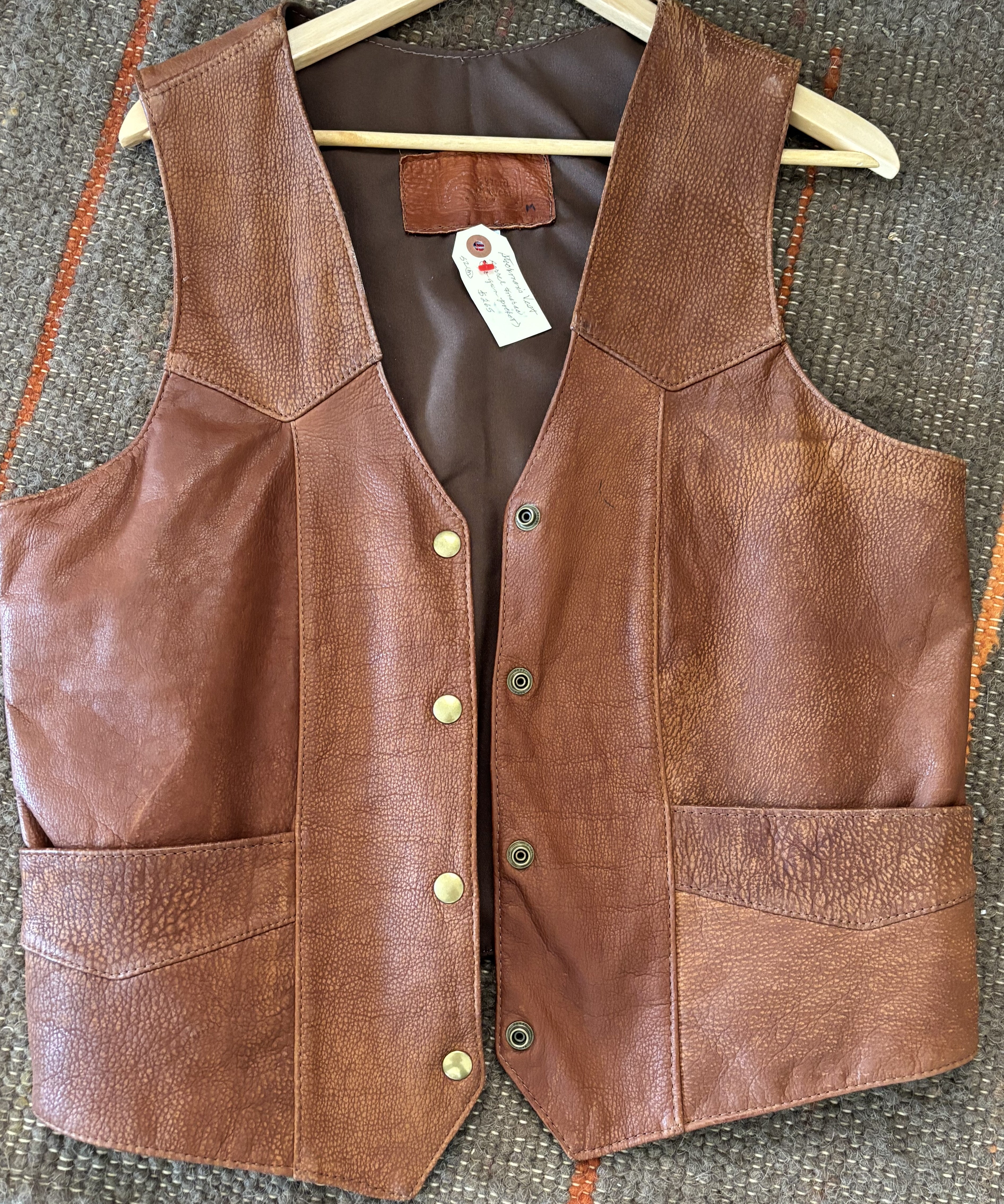 Bison Leather Stockman's Vests - Sanded Sorrel - medium