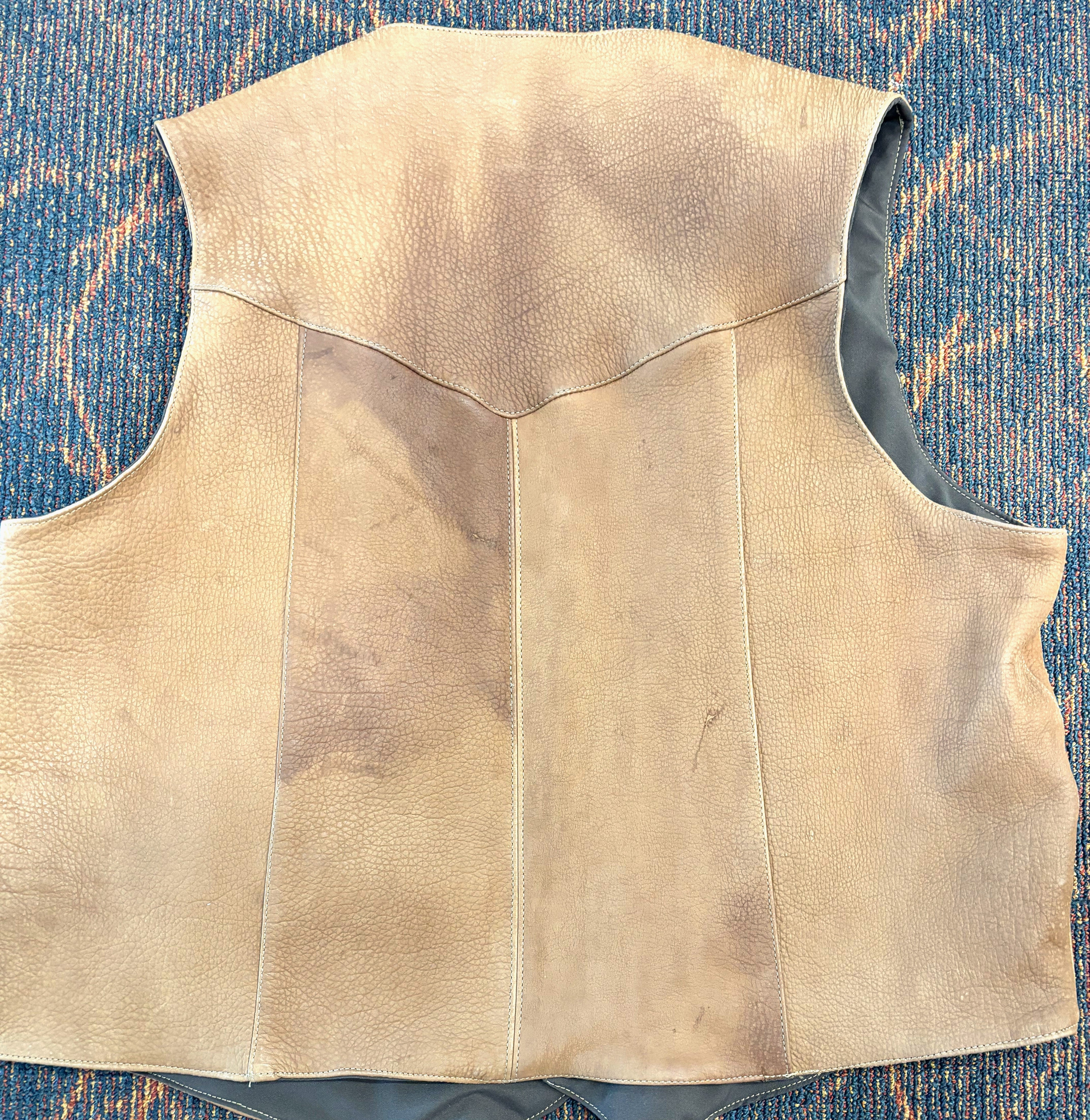 Bison Leather Mens Stockman's Vests -XL - Sanded Sorrel