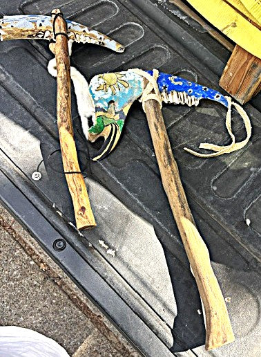 WHOLESALE LOT #4 - 2 bison jaw tomahawk/war ax reproductions