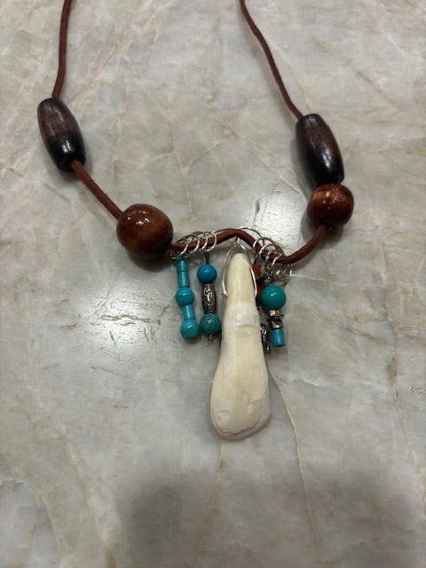 Buffalo Tooth Necklaces with Stones, wooden beads, wire wraps ... and more