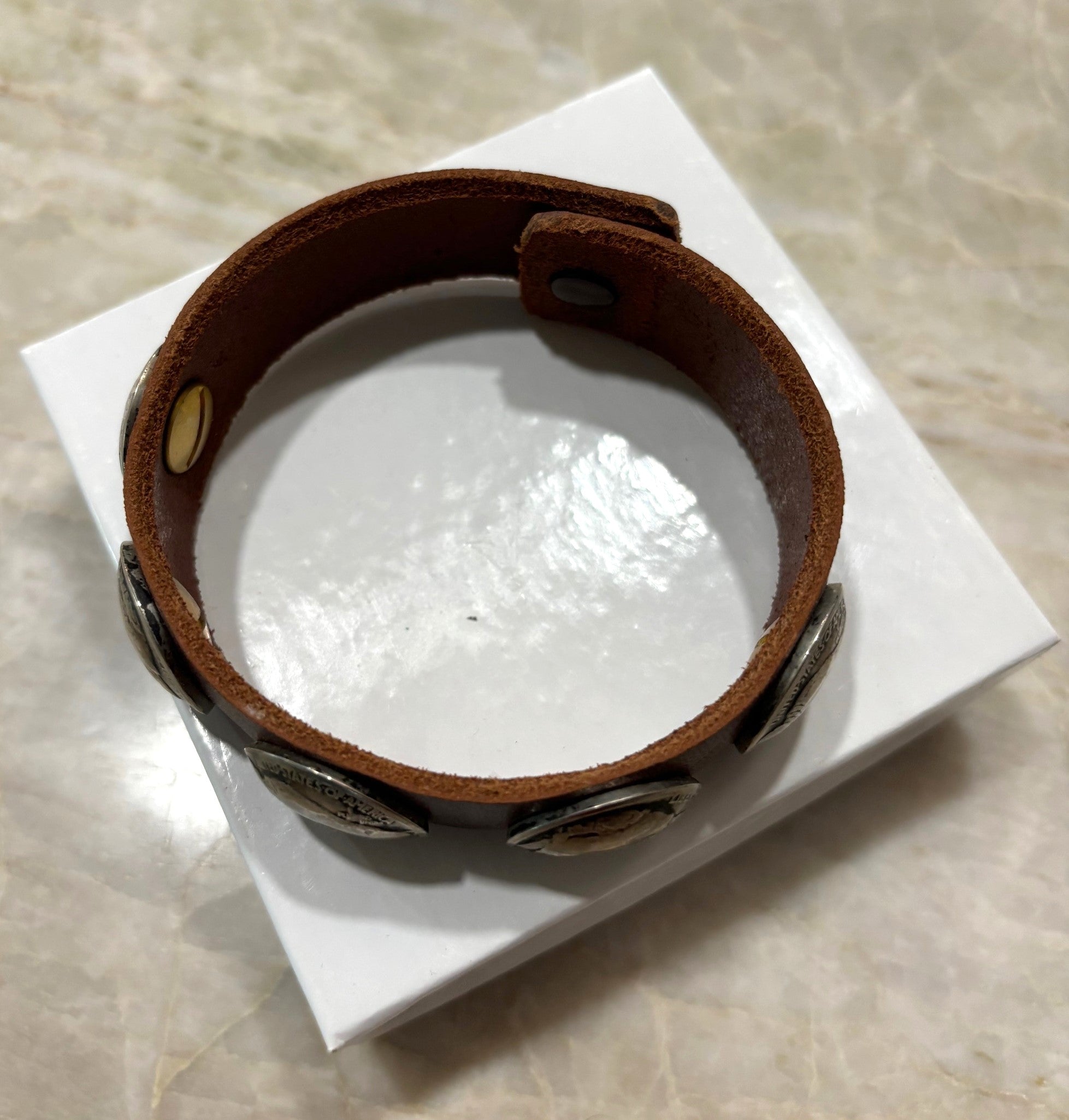 Buffalo Nickel/Indian Head Nickel leather bracelet