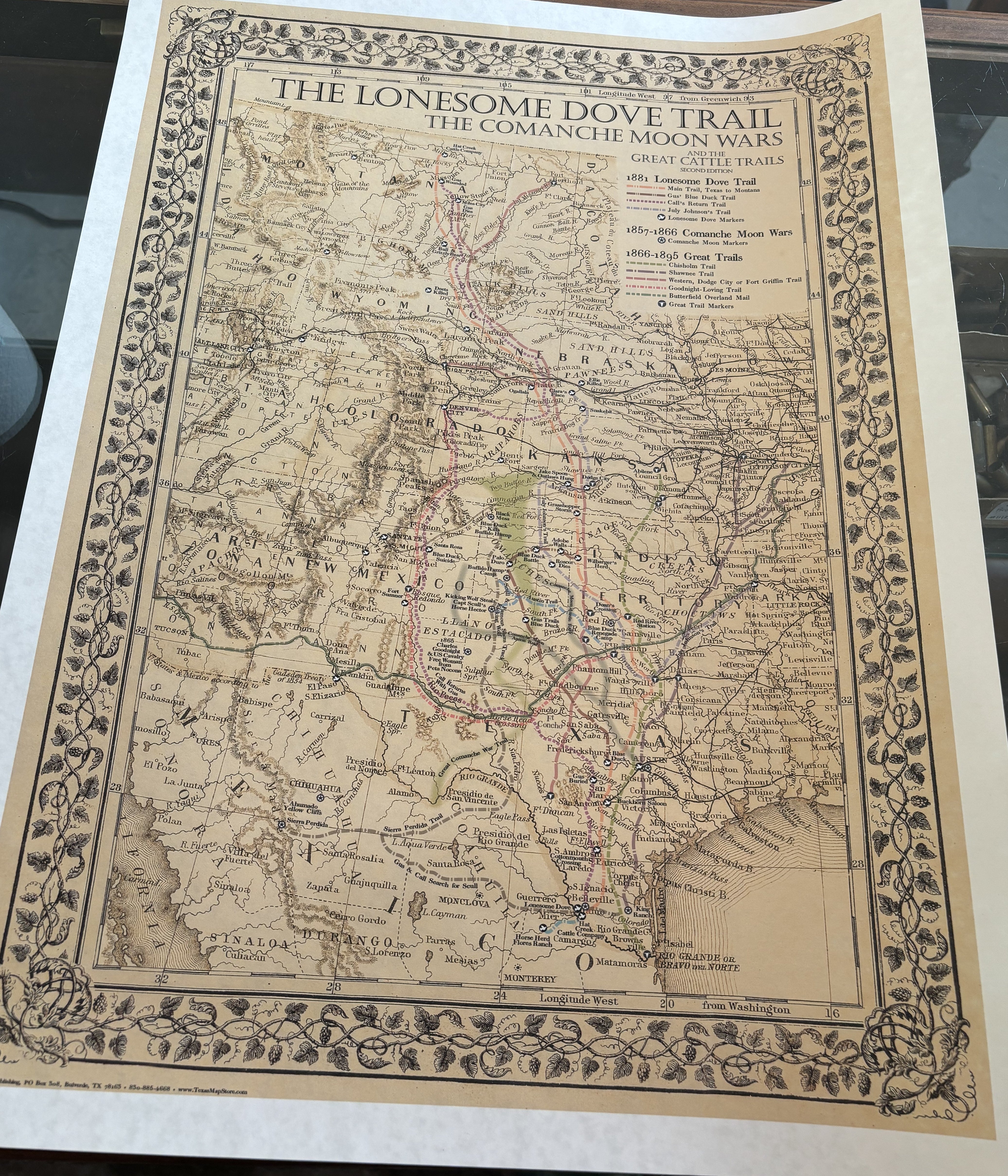 1881 - The Lonesome Dove/Comanche Moon Wars/Great Cattle Trails Map