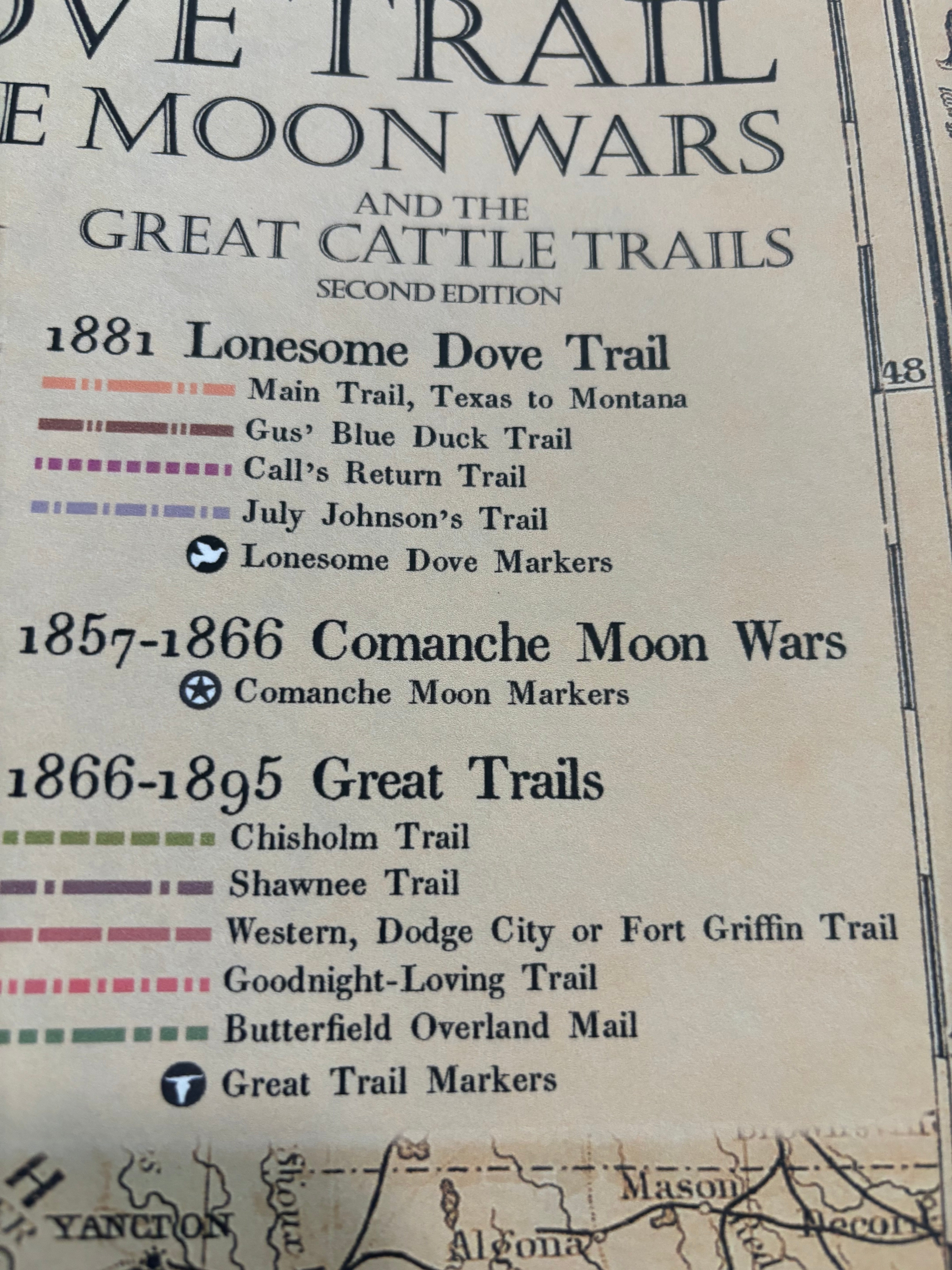 1881 - The Lonesome Dove/Comanche Moon Wars/Great Cattle Trails Map