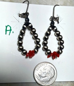SPR - Navajo Pearl and Coral/Stone/Shell Earrings