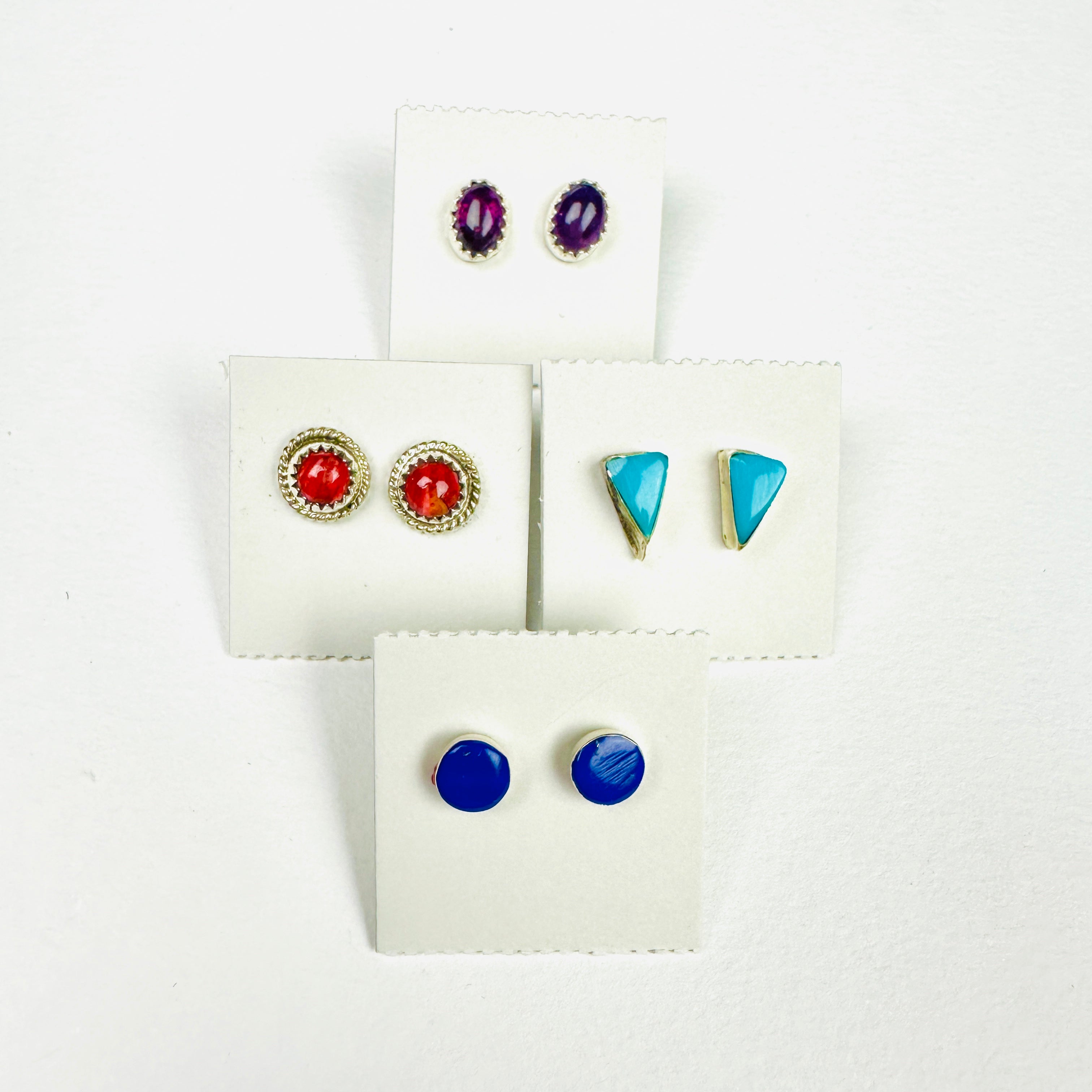 SILVER PEARL RANCH - Small Stud Gemstone Earrings Collection