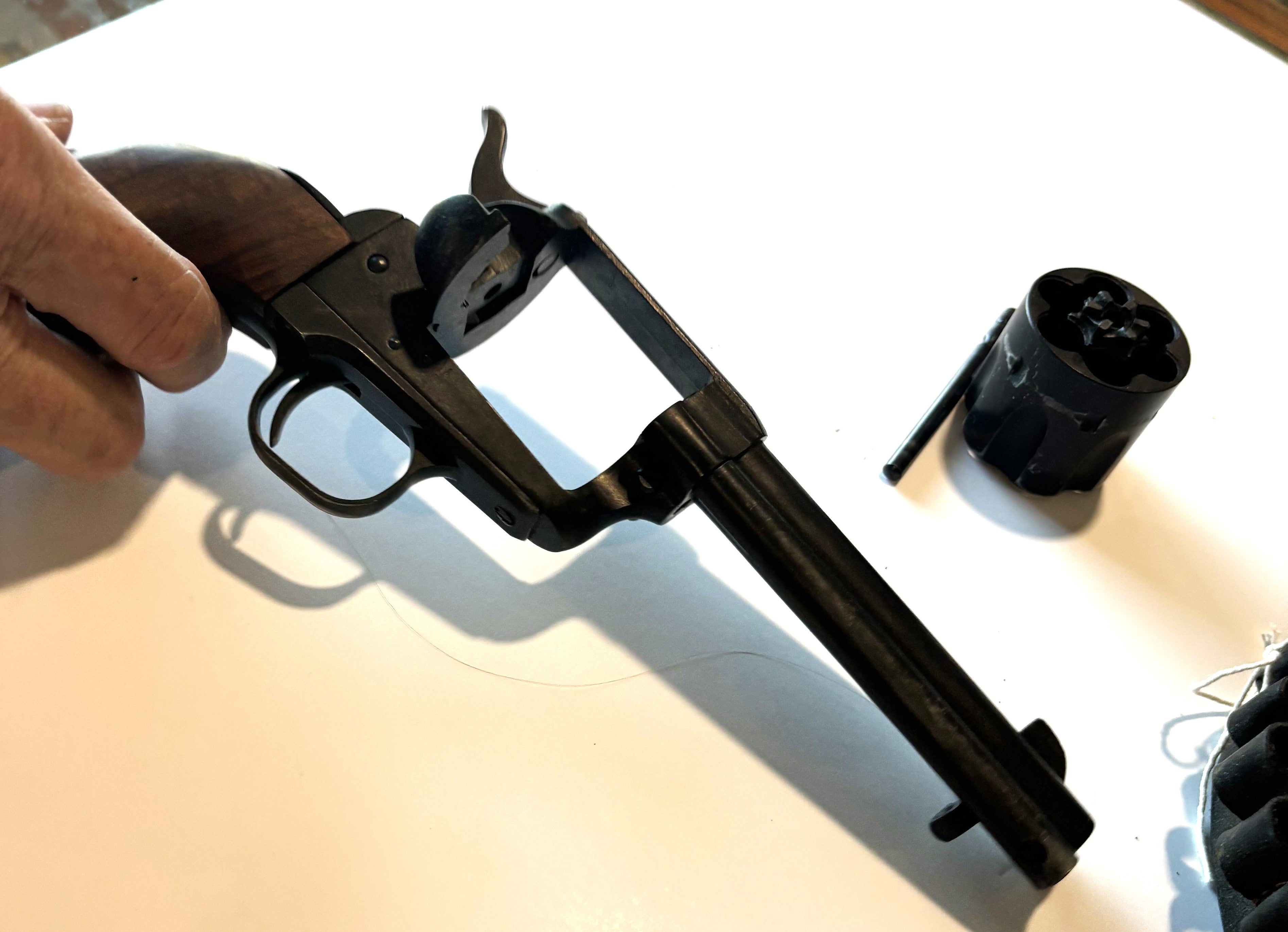 Western Movie metal prop pistol and leather rig