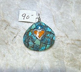 SPR - Turquoise Clad Navajo Shell Pendants
