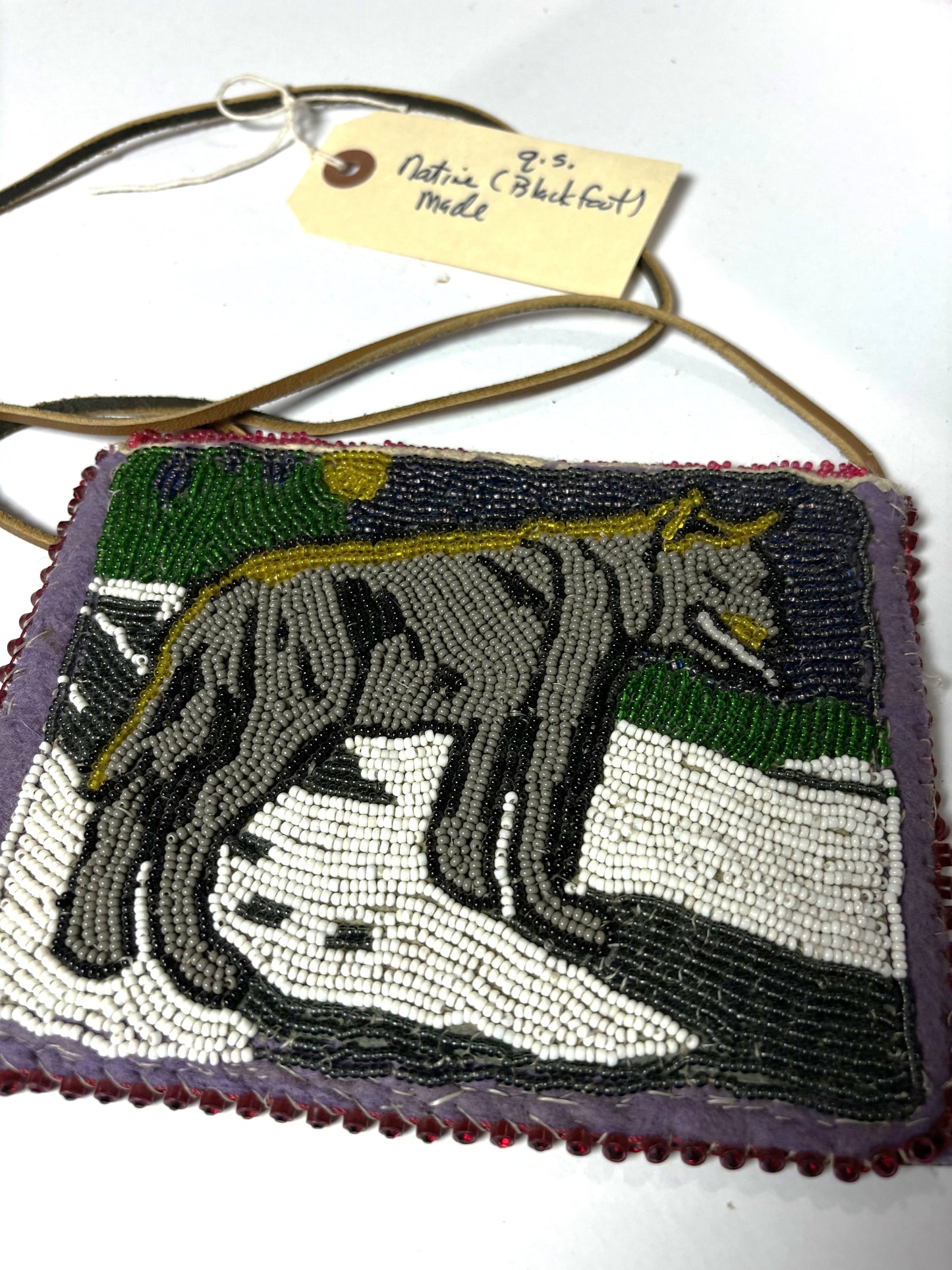 Coyote/Wolf themed hand beaded small bag
