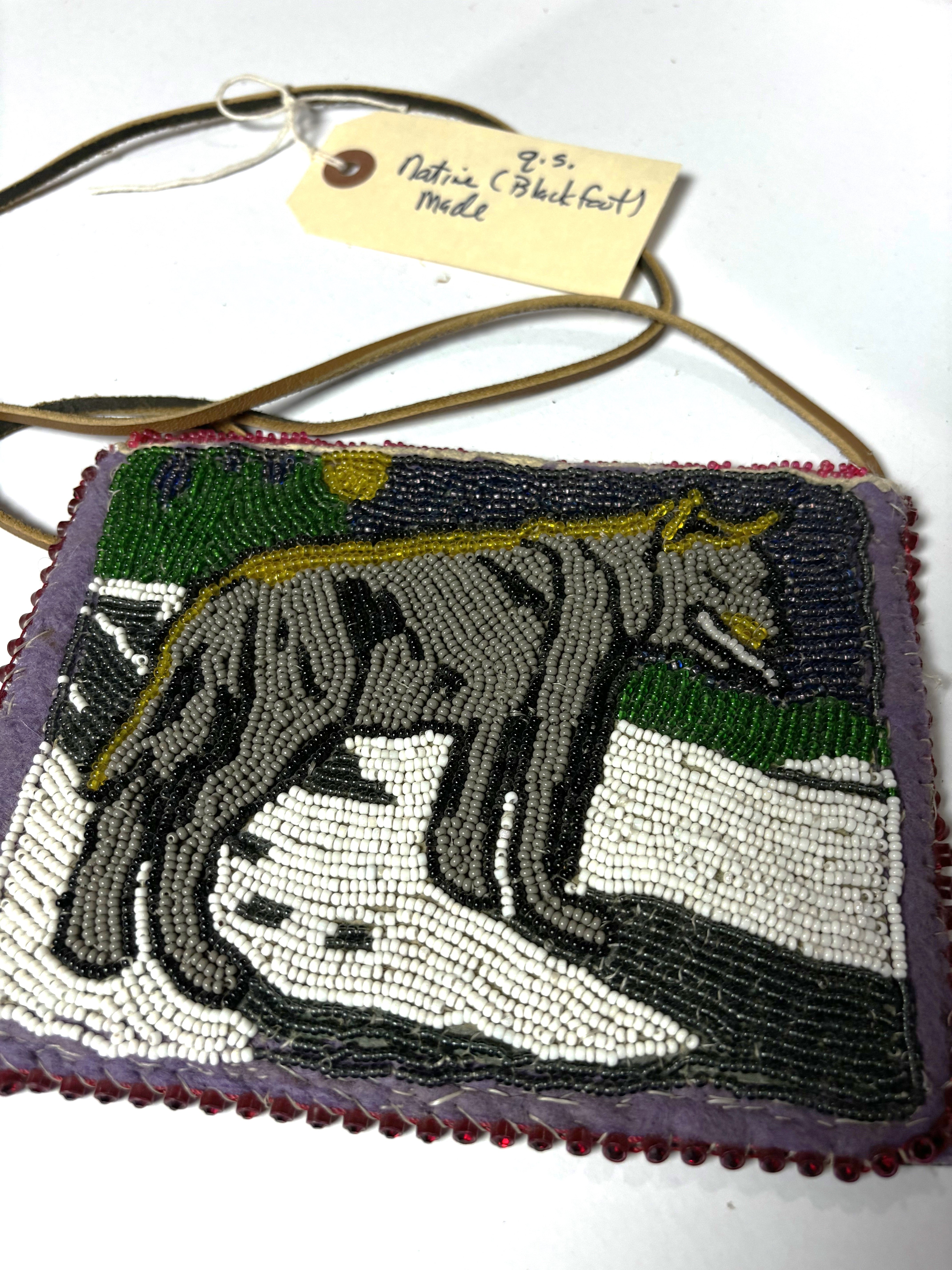 Coyote/Wolf themed hand beaded small bag