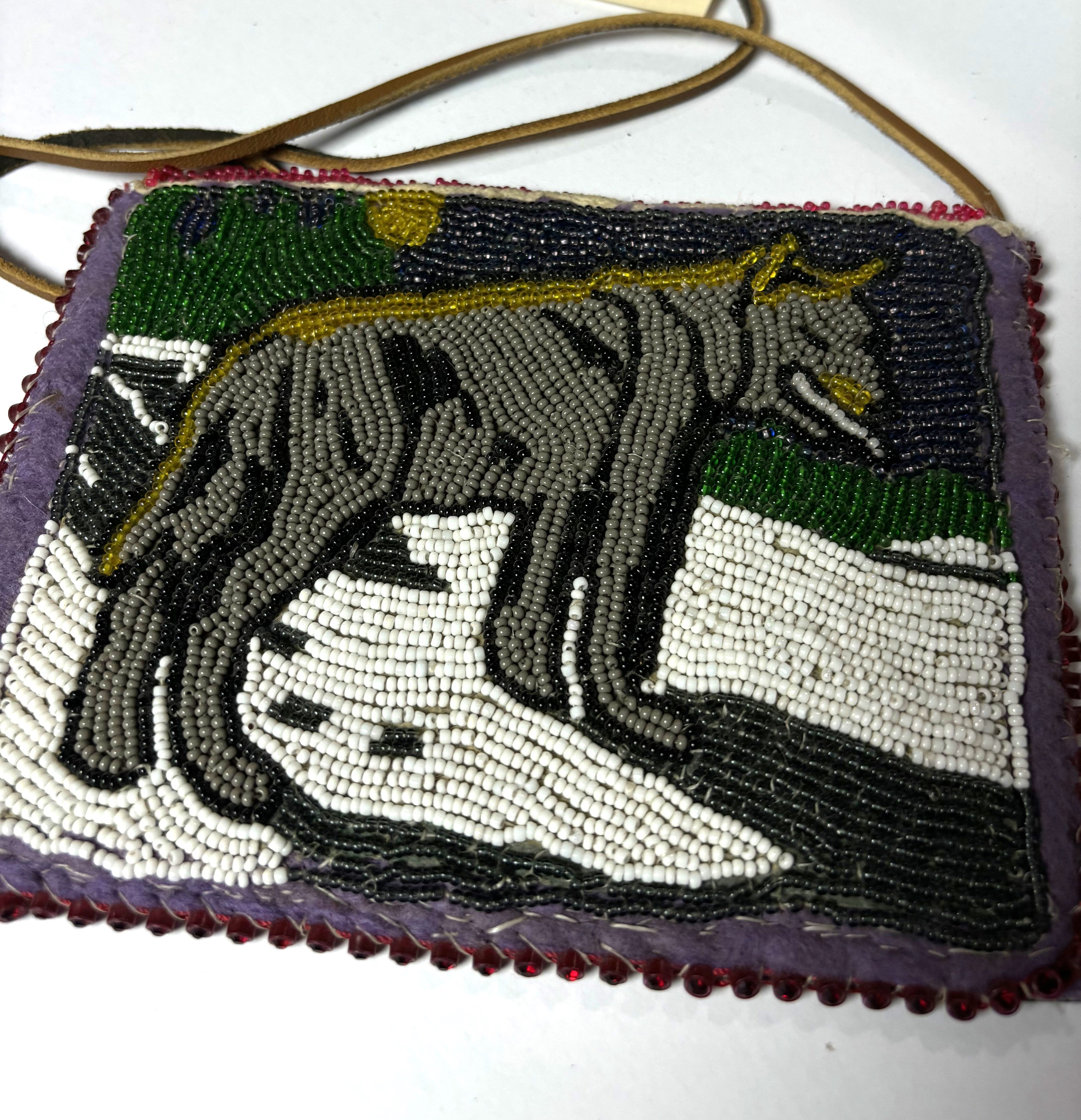 Coyote/Wolf themed hand beaded small bag