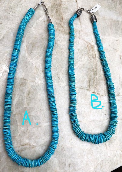 SPR - Kingman Turquoise Navajo made "Wafer" Necklaces