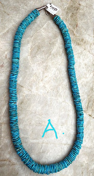 SPR - Kingman Turquoise Navajo made "Wafer" Necklaces
