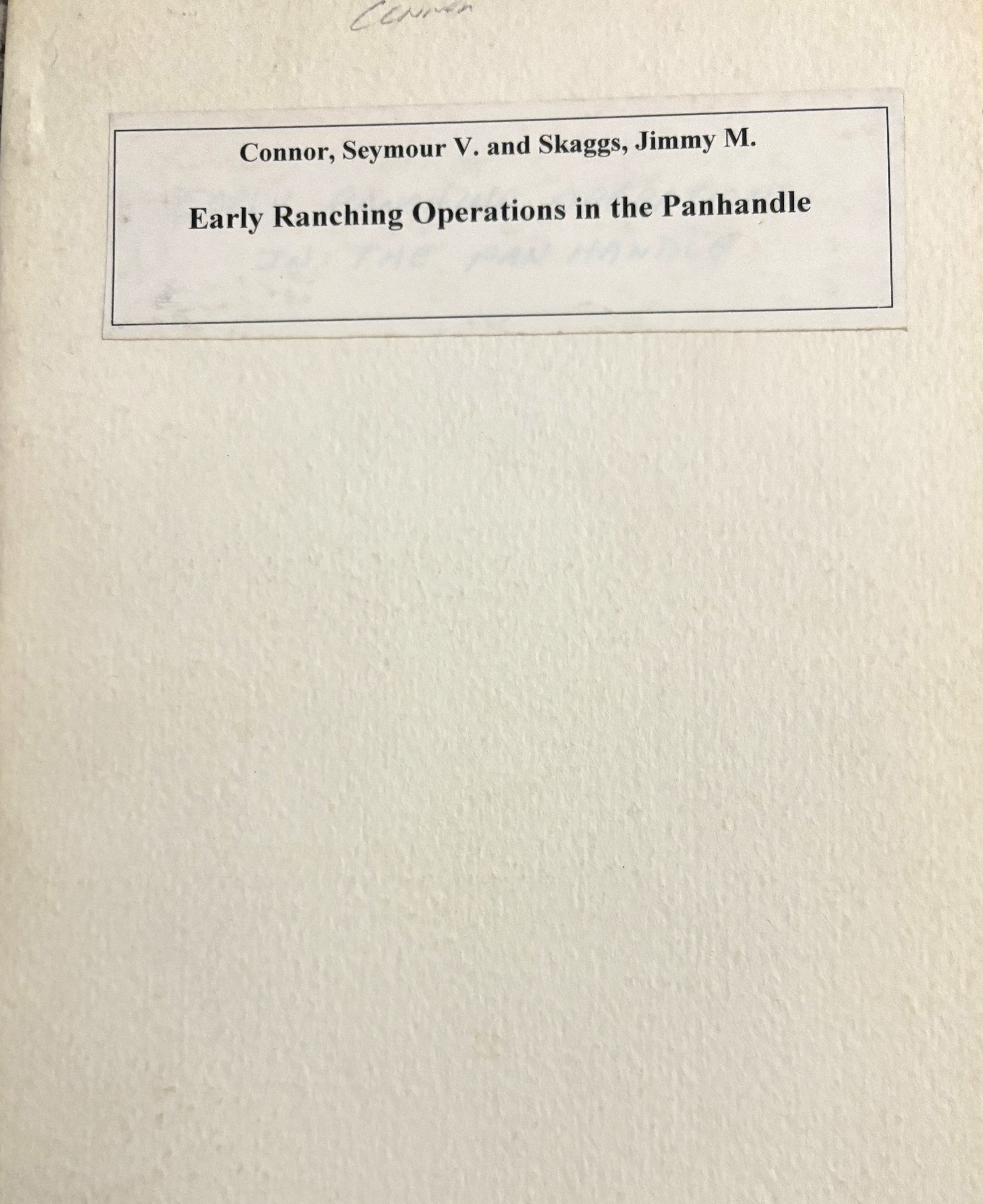 BOOKS - "Early Ranching Operations in the Panhandle"