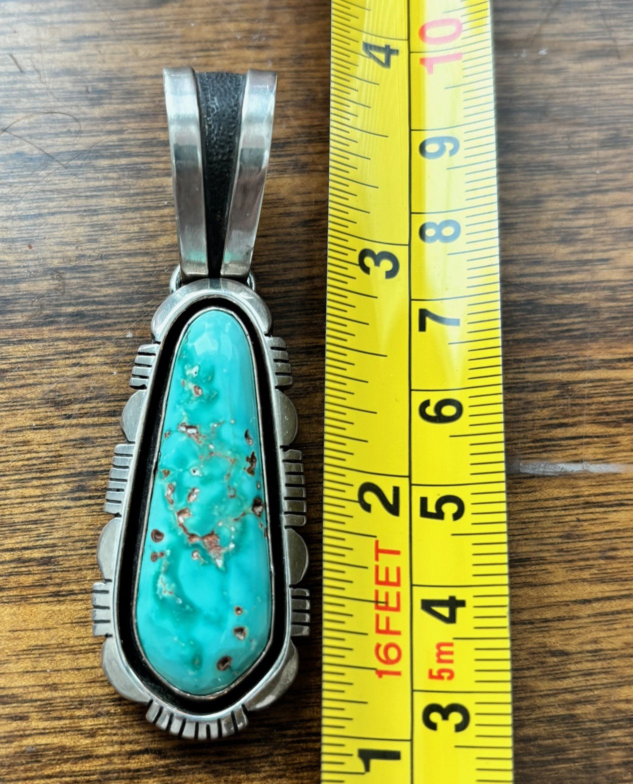 Silver Pearl Ranch - Royston Turquoise - Showpiece Pendant by "C. Willie"