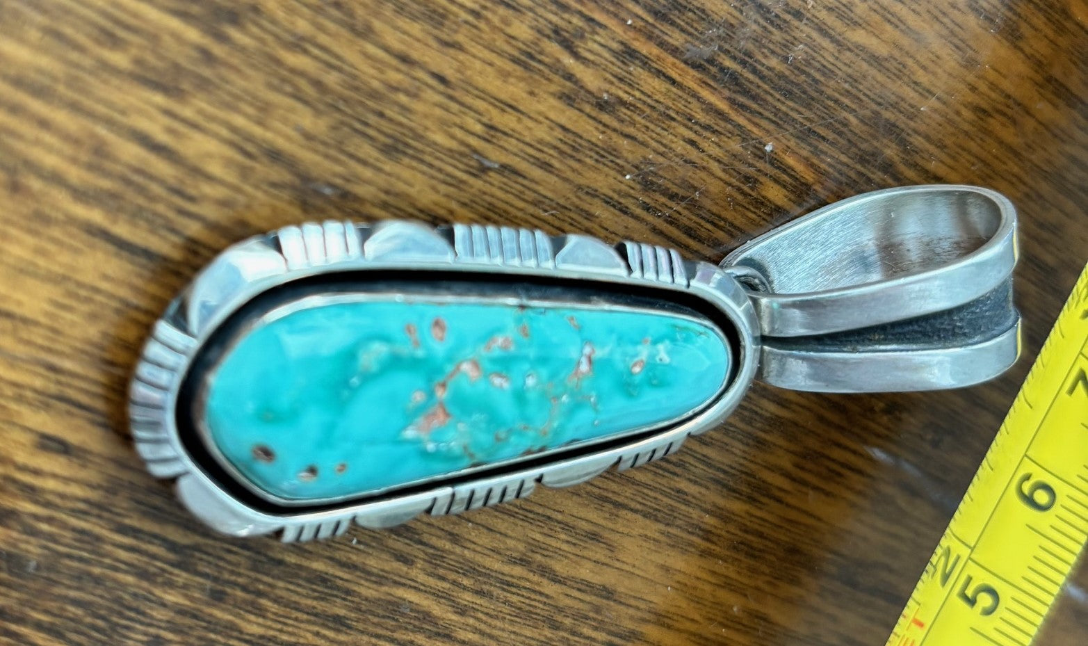 Silver Pearl Ranch - Royston Turquoise - Showpiece Pendant by "C. Willie"