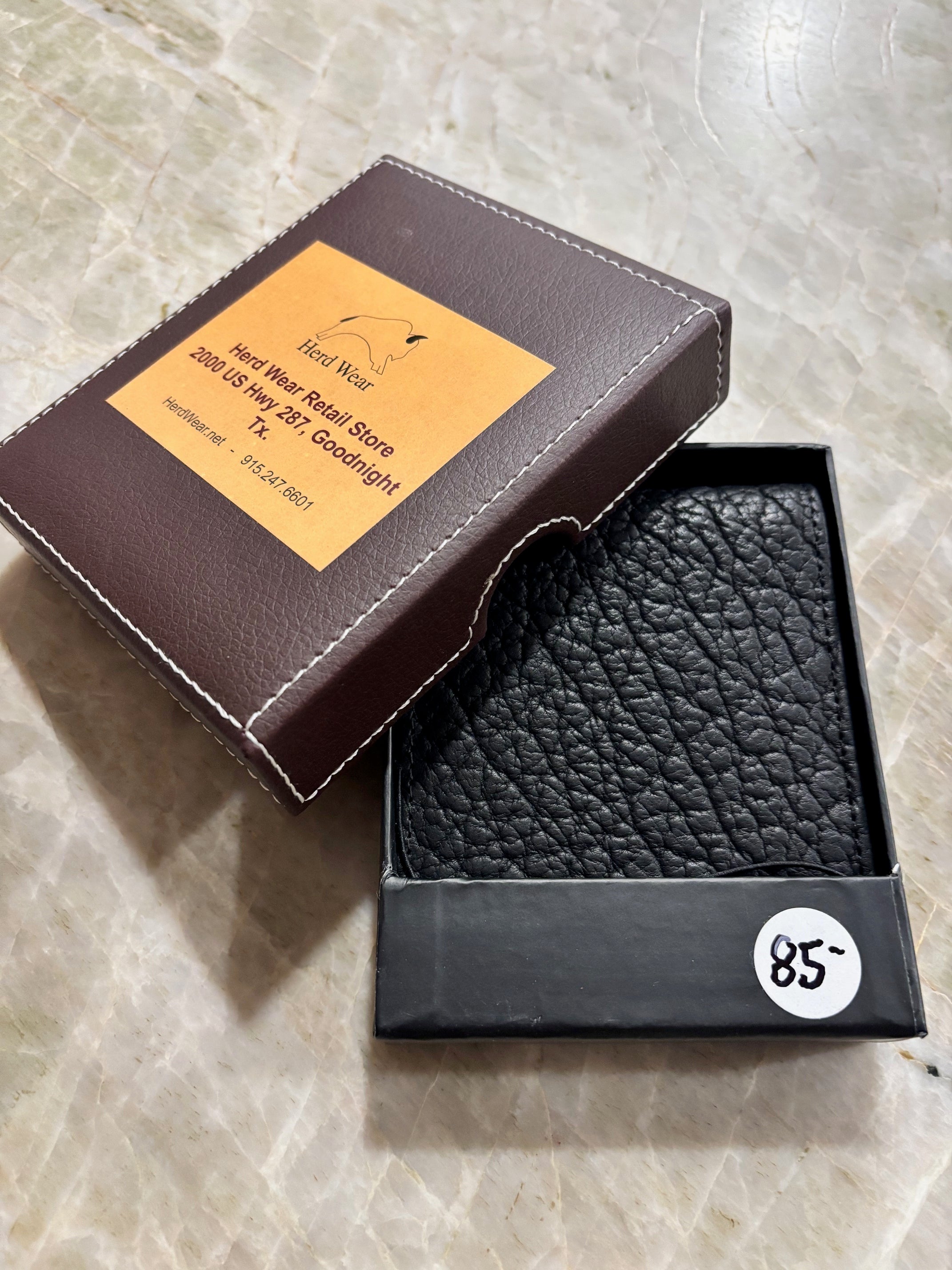 Black All-Bison Leather Wallet from Thomas Bates